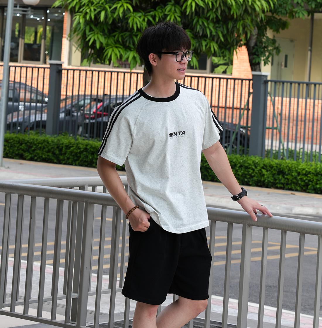 ÁO THUN SỌC VAI MENTA – FORM THỂ THAO
