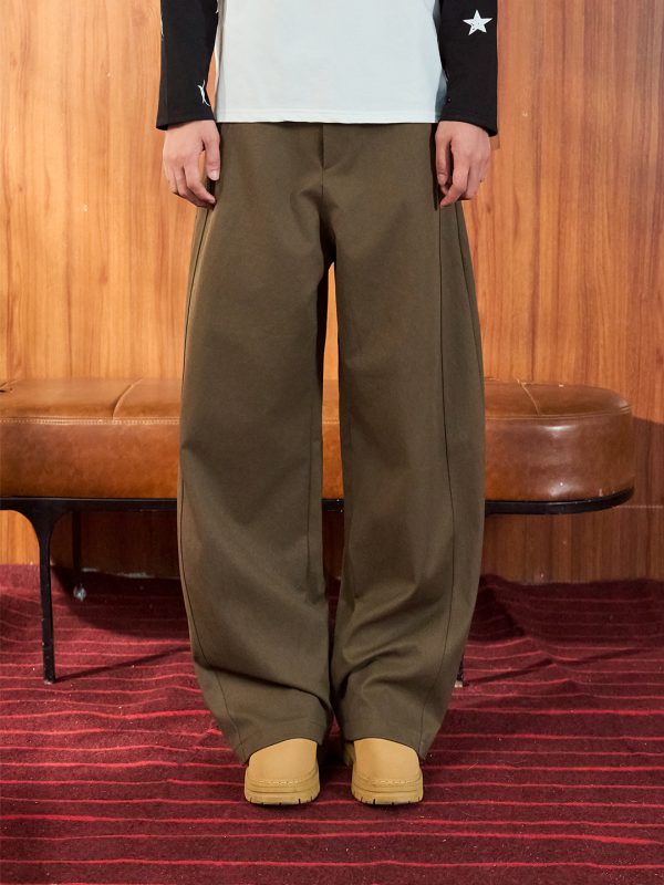 Alternative view of Quần Kaki Nhật MENTA Form Rộng Ống Cong Nhẹ Unisex Kaki Nhật Đứng Form Có Line Dọc Tôn Dáng 3 Màu Đen Be Nâu