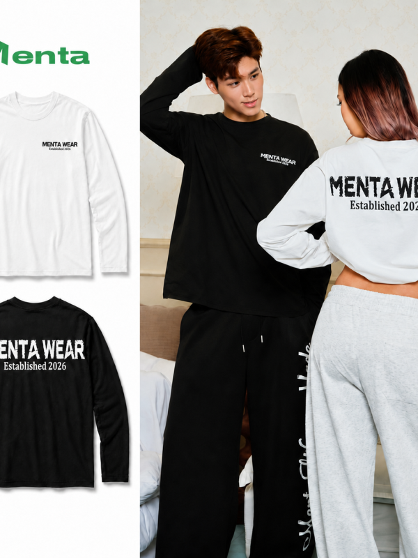 Áo Thun Dài Tay Nam Nữ MENTA WEAR Form Rộng Longsleeve Thun Xước Hàn Co Giãn In Chữ Grunge Phong Cách Streetwear